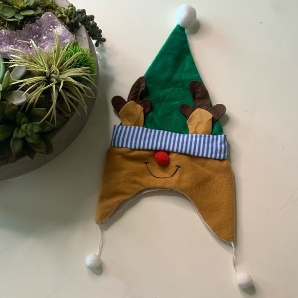Felt Christmas reindeer hat pom-pom ear flap 12 m infant - Picture 5 of 5